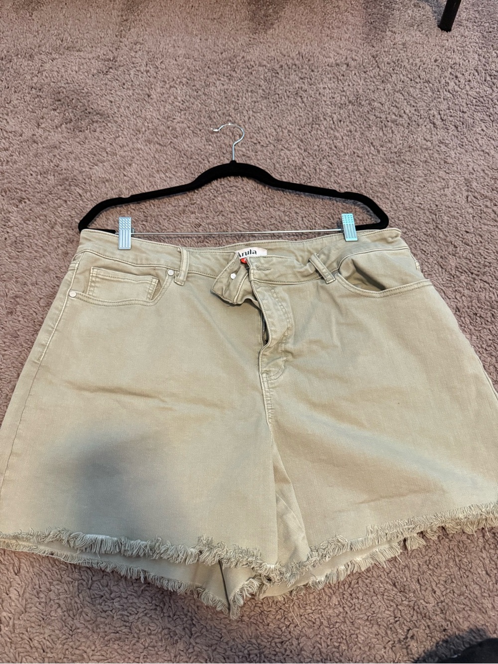 Arula Green High-Rise Frayed Hem Women's Shorts